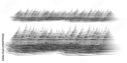 forest, vector, engraving, style, black on white