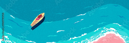 Flat design summer banner set with beach, travel and outdoor scenes.