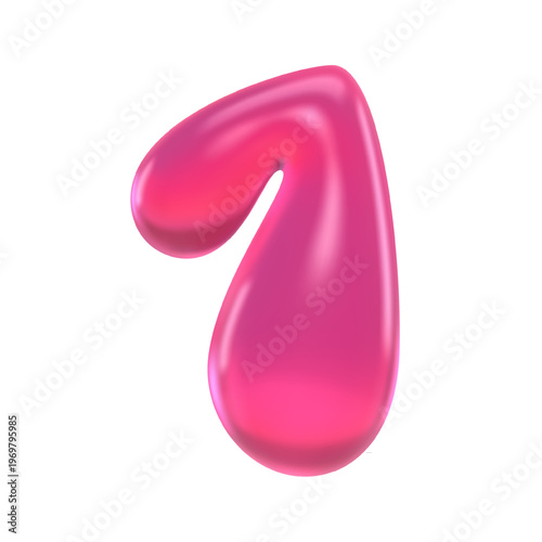 Glossy pink gummy bubble number 1 one
