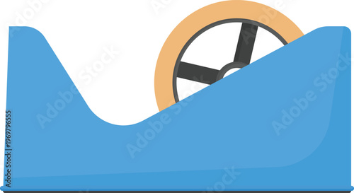 Desktop Tape Dispenser Side View Flat Illustration. Clean Icon Design Element Isolated on White Background