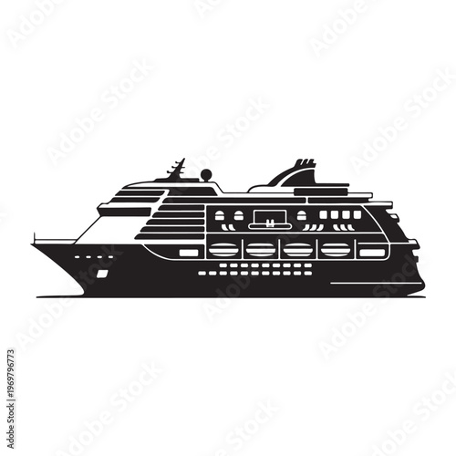 Cruise ship or boat icon isolated on white background flat vector illustration