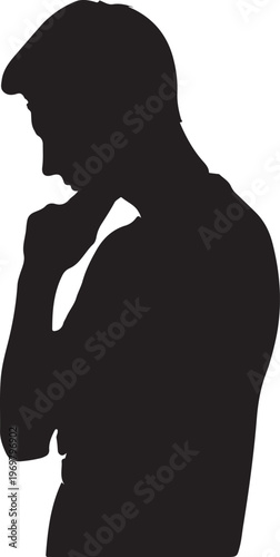 Silhouette, man thinking, black silhouette, profile view, vector illustration