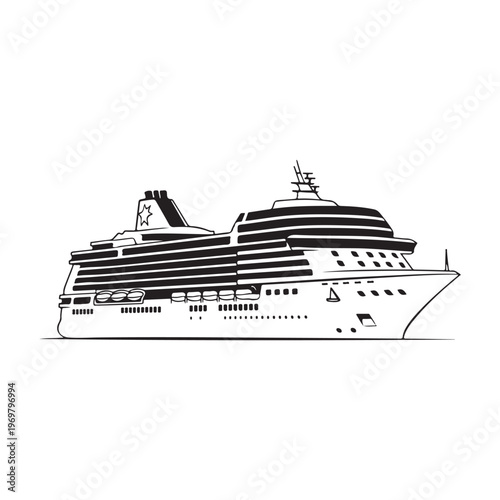 Cruise ship or boat icon isolated on white background flat vector illustration