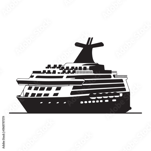 Cruise ship or boat icon isolated on white background flat vector illustration