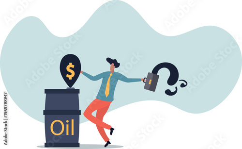 Energy and Finance Illustration with Businessman and Crude Oil