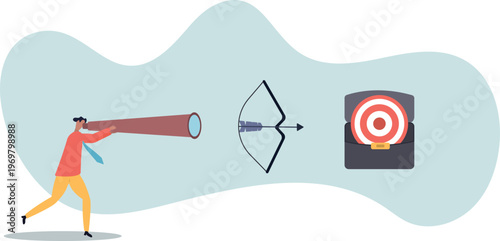 Professional Ambition Visual with Male Character, Arrow, and Goal