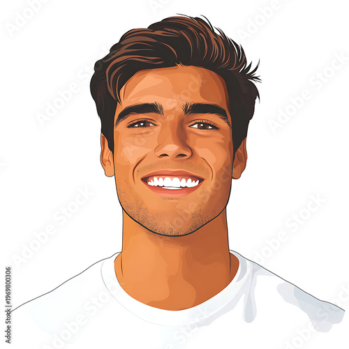 Happy Young Man Smiling Vector Illustration