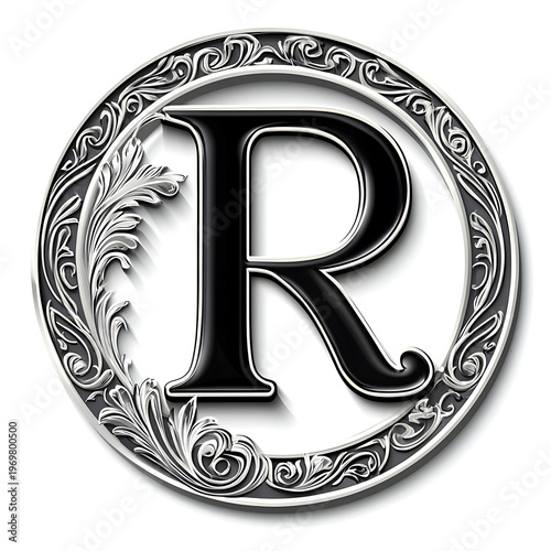 Circular Alphabet Round Label Design Element