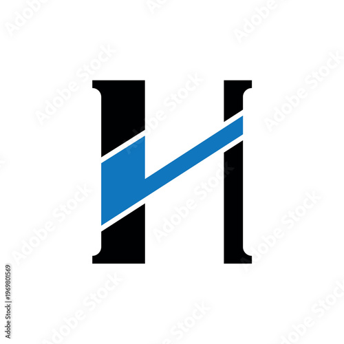 Modern H Logo Monogram With Blue Diagonal Stripe for Minimal Corporate Branding and Identity