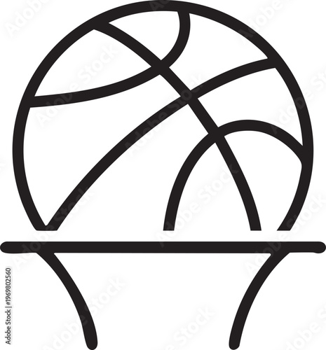 Basketball Ball Passing Through Hoop Minimalist Icon