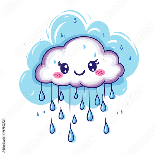 Adorable Kawaii Rainy Weather Cartoon Design