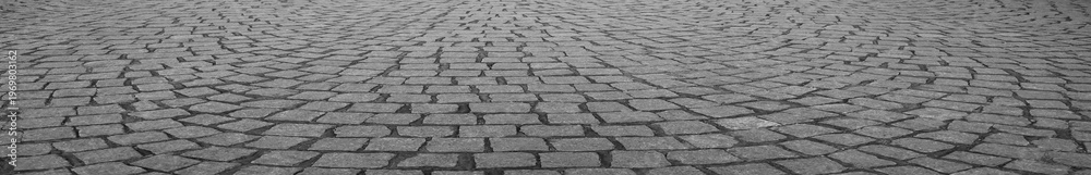 Obraz premium Old square cobble stone paving perspective background square tile flooring in perspective stones. city park tiled floor. Clinker paving stones. prospect view. Background. Texture. cube rock shape.