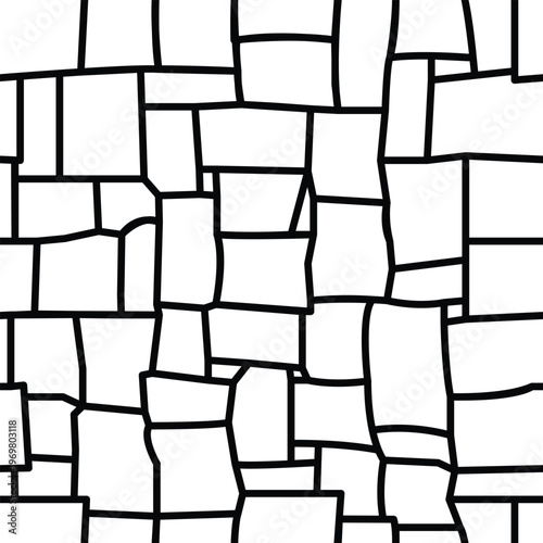 Hand-drawn abstract geometric seamless pattern. Minimalist black and white mosaic background, perfect for textile prints, modern apparel, wallpaper, and creative digital crafts.