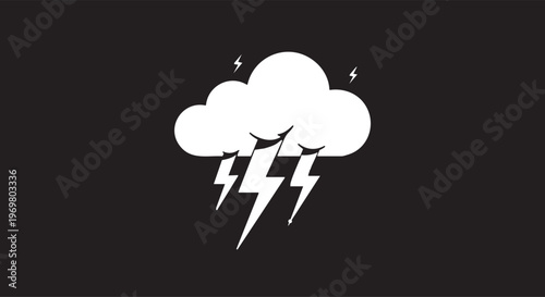 Thunderstorm Icon with Cloud and Lightning Bolts
