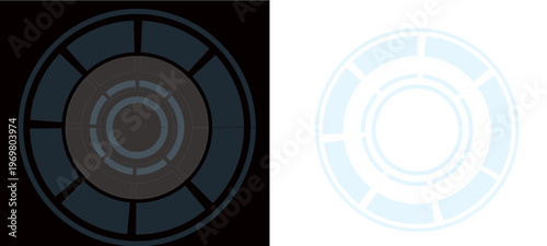 Futuristic Blue Circular HUD Interface Technology Sci Fi User Interface Design
 Circular HUD Interface Display with Digital 