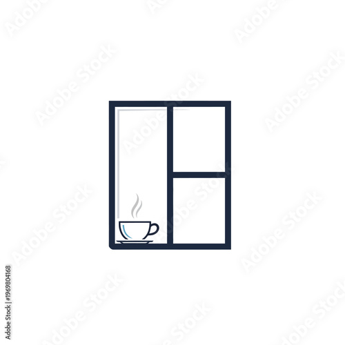 A steaming cup of coffee on a windowsill.