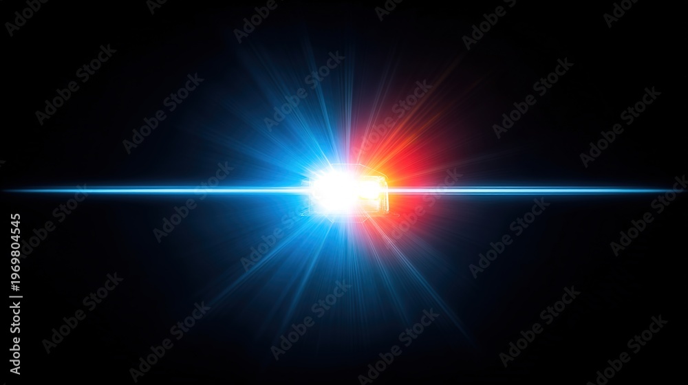 Obraz premium A bright light shines with vibrant colors in a dark space