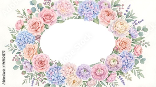 Watercolor Mixed Bouquet Pastel Dream Floral Frame