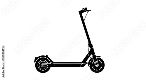 Electric scooter silhouette in minimalist style on white background  