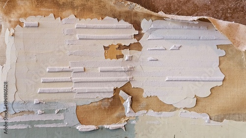 Foto Peeling paint and exposed plaster reveal a layered, textured surface on an old w