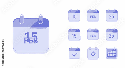 Calendar icon set for event planning and reminders