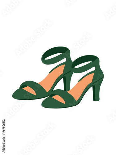 bright green sandals minimal elegant summer fashion outfit illustration