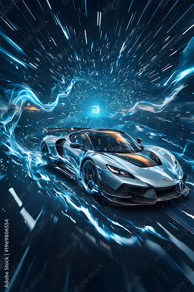 Fototapeta premium sport car on the road wallpaper
