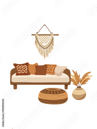 eclectic boho lounge artistic plants and wall decor