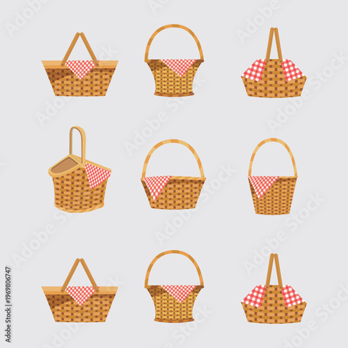 Set of Wicker Picnic Baskets