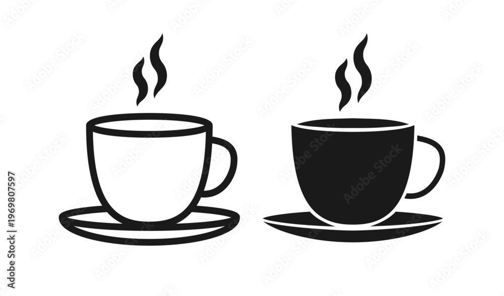 Obraz premium Coffee cup icon symbol set. Cafe logo sign collection. Vector illustration image.