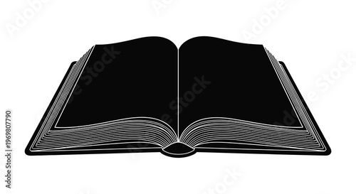 An open book with blank pages presented as a striking silhouette