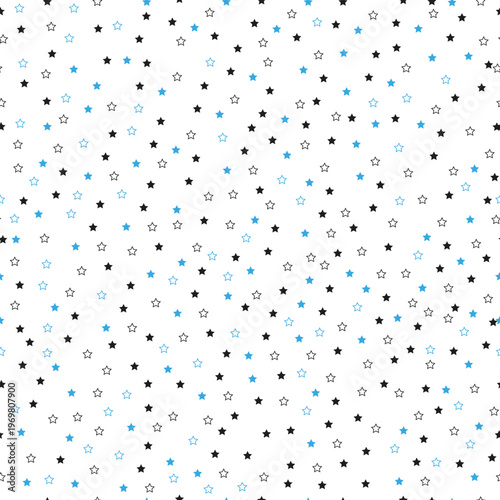 Seamless black stars pattern white background