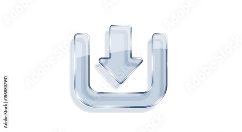 Download icon. Arrow pointing down into box. Uploading concept
