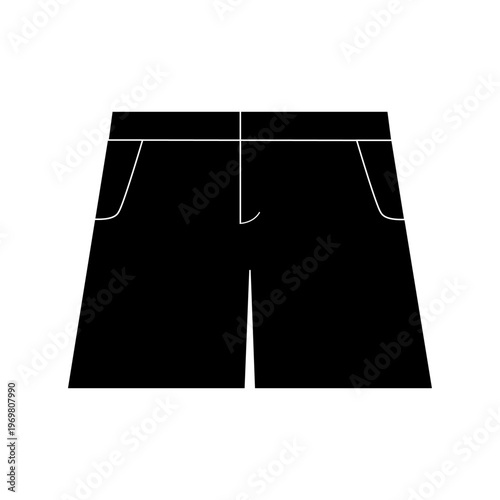 暑い日に穿くシンプルなハーフパンツのイラスト_黒_レディース