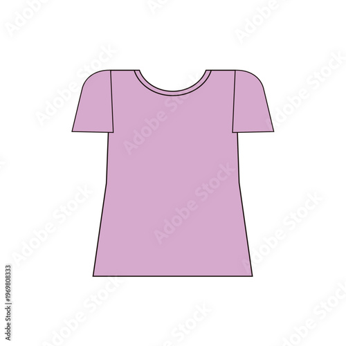 暑い日に着るシンプルな半袖Tシャツのイラスト_ピンク_レディース