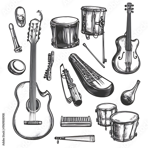 Monochrome Musical Instrument Vector Collection