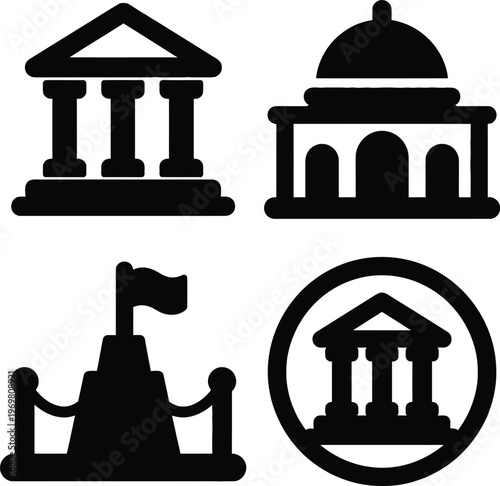 Black and white minimalist of ancient Egyptian architecture and hieroglyphics pyramid