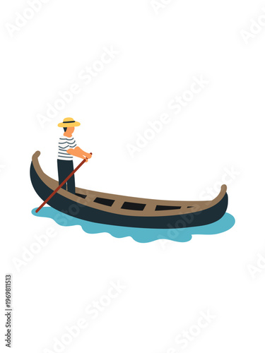 gondolier rowing gondola in venice canal italian city illustration