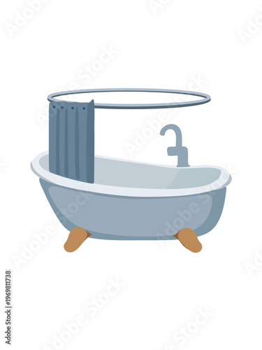 freestanding bathtub on legs isolated on white background interior illustration