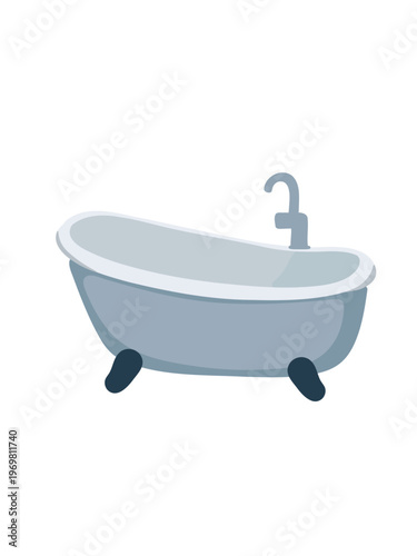 classic freestanding bathtub on white isolated background minimal illustration