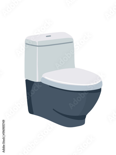 freestanding toilet with cistern isolated white background illustration