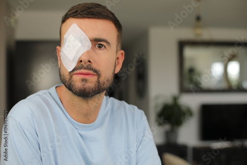 Canvas Print Man with large patched eye