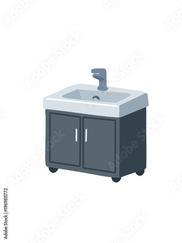 sink on vanity cabinet isolated on white background bathroom illustration