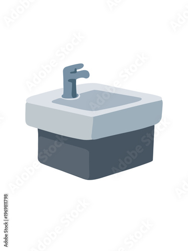 modern square sink isolated on white background bathroom illustration