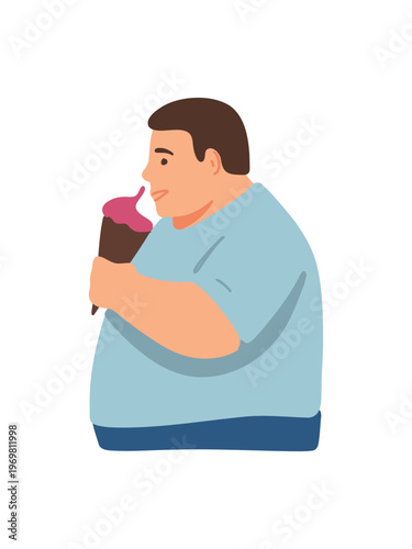 confident plus size man holding ice cream relaxed lifestyle
