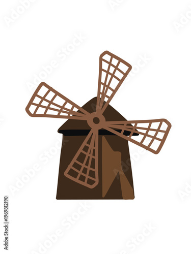 historic windmill rural landscape detailed