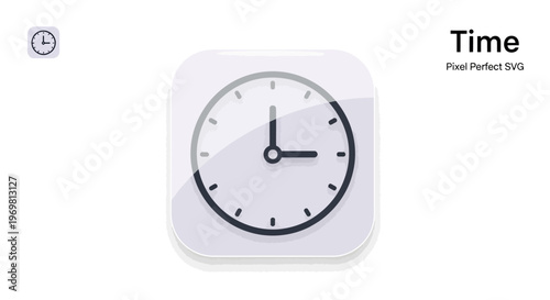 Time Icon: Clock Face, Hour and Minute Hands