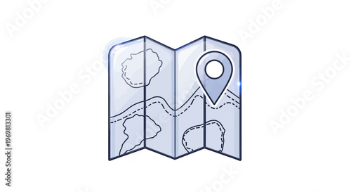 Travel Map Navigation Icon, Location Pointer