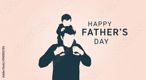 Father carrying child on shoulders sketch with soft tones