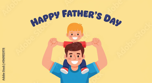 Happy Father Day greeting card with father and child